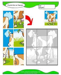 Puzzle Kes Yapıştır Çalışma Sayfaları
